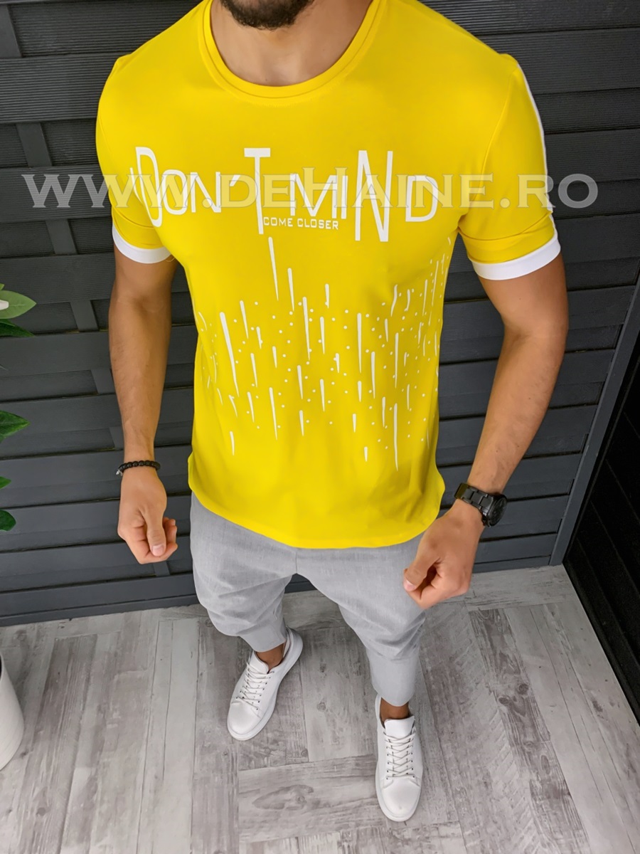 Tricou barbati galben PREMIUM slim fit ZR B1137 I4-3*